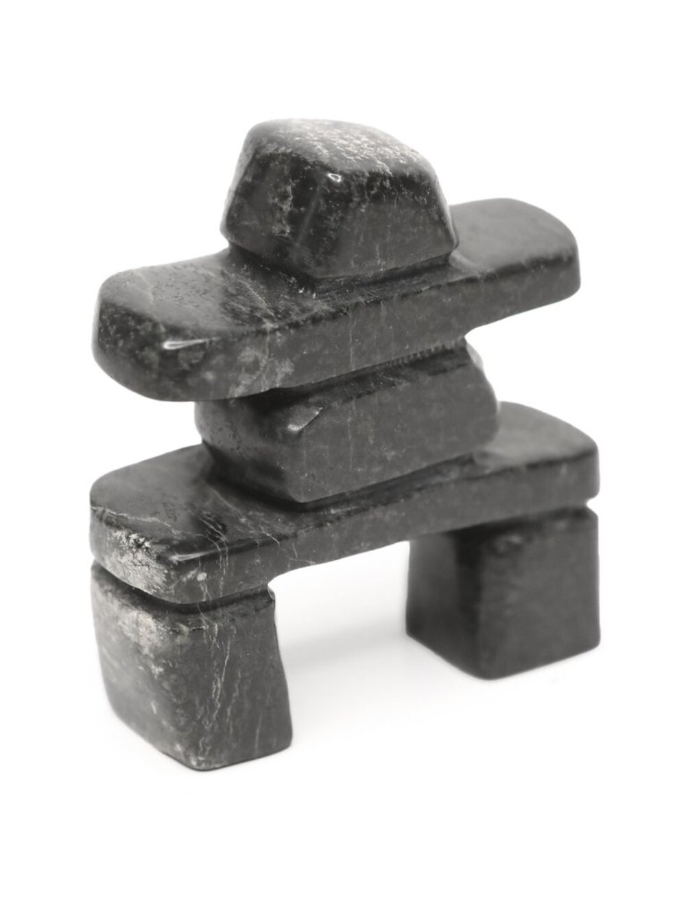 Vintage Inuit Soapstone Inukshuk Sculpture Signed Inuktitut Syllabics Figurine